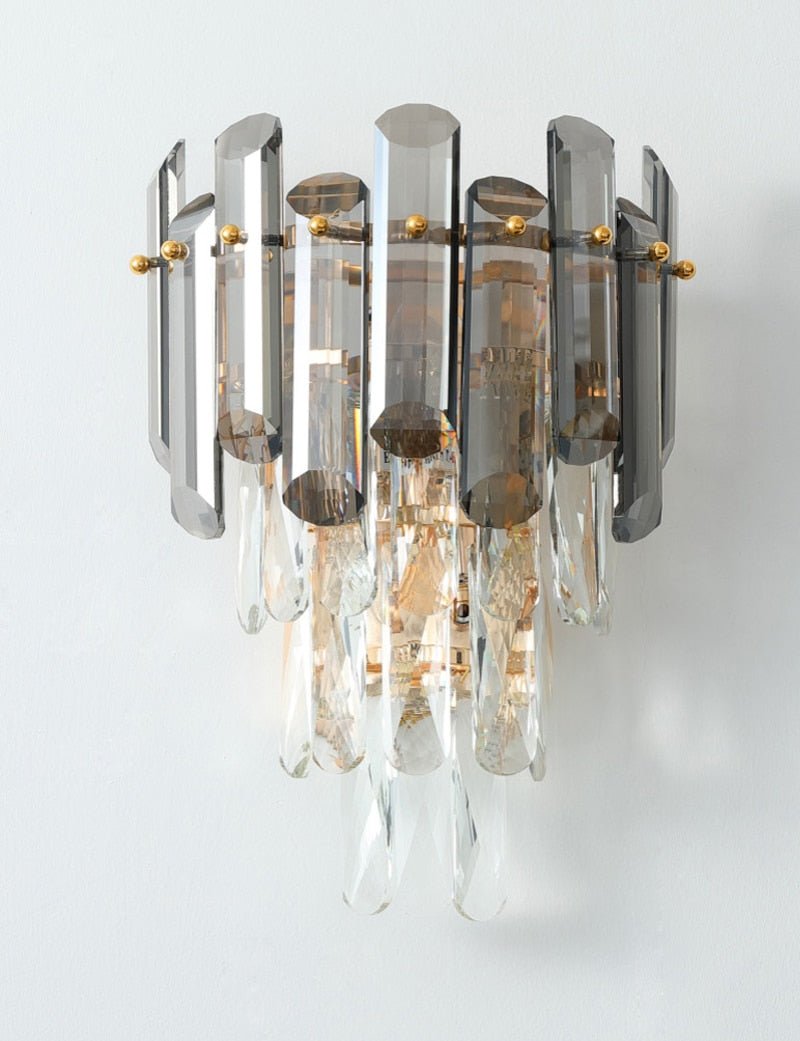 Smokey gray crystal wall lamp for room