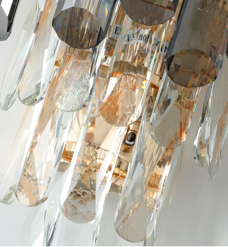 Smokey gray crystal wall lamp for room