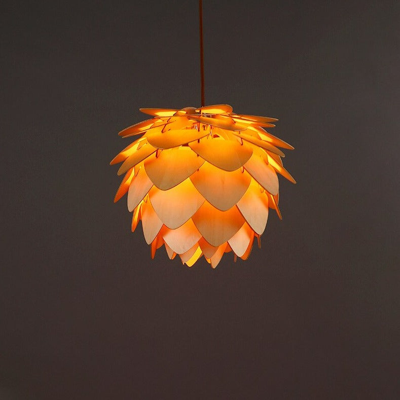 Handcrafted Wood Pinecone Pendant Light