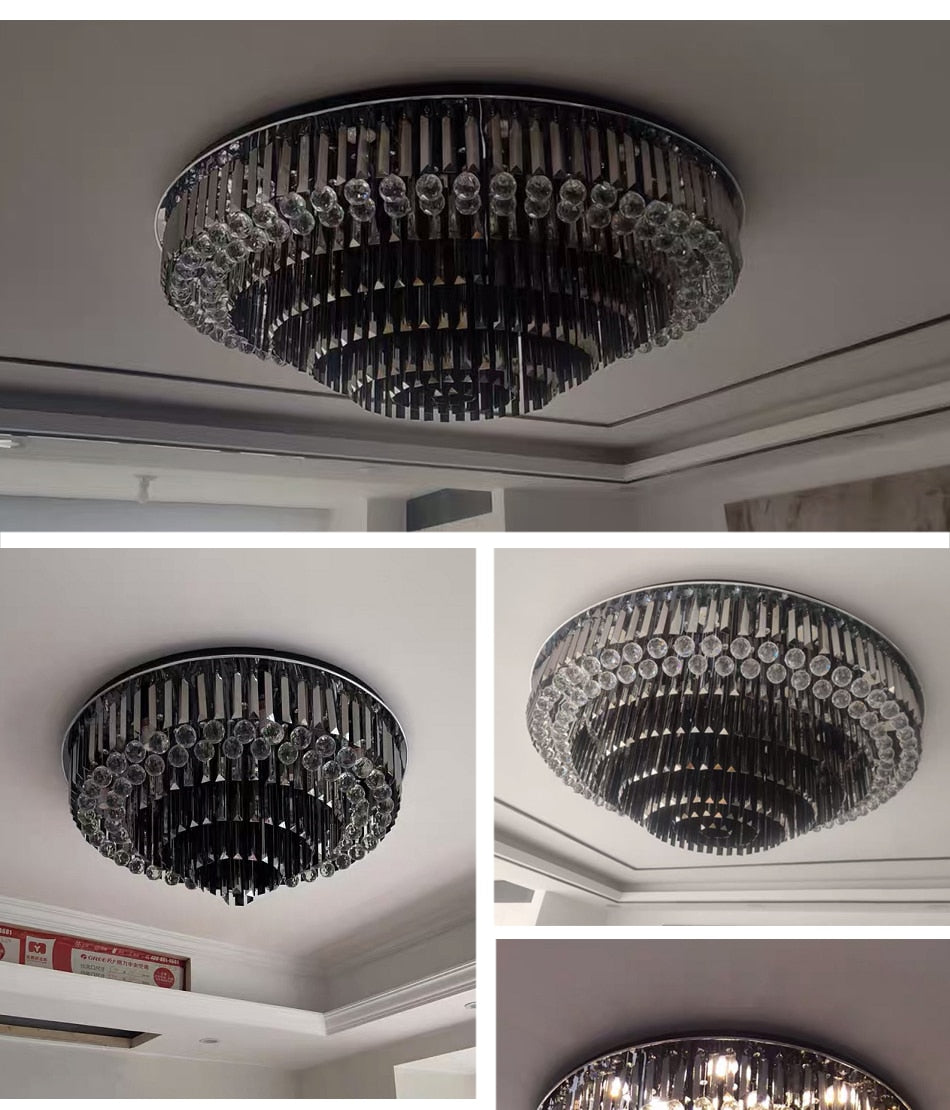 Villanova d'Albenga | Round Modern Black Crystal Chandelier