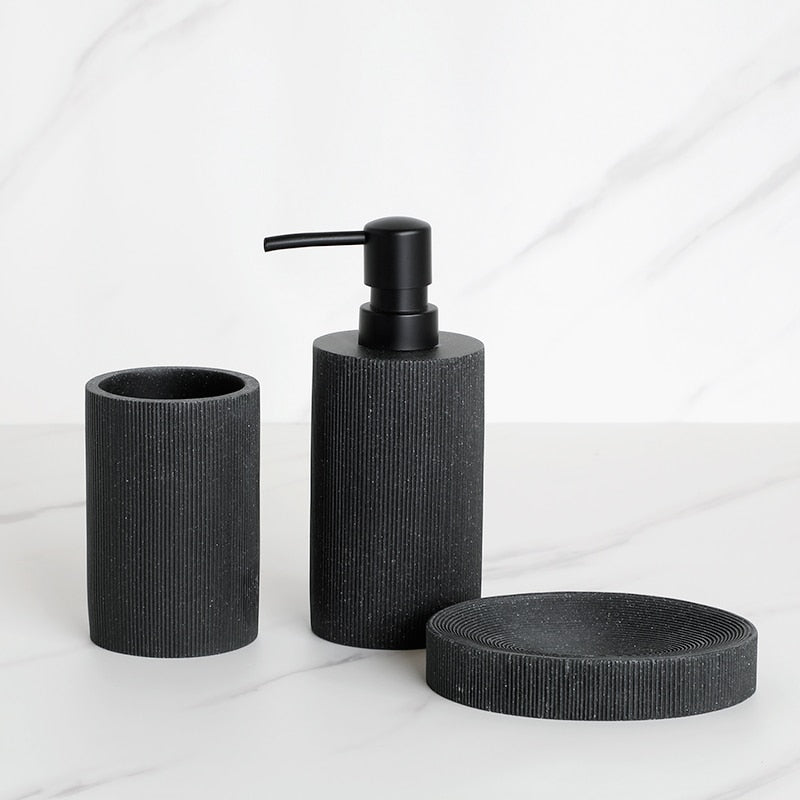 Cadiz Black Ribbed Luxury Bathroom Accessories