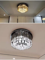 Black Modern Round Crystal Ceiling Chandelier