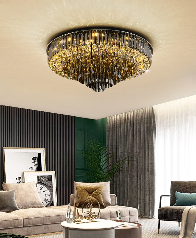 Villanova d'Albenga | Round Modern Black Crystal Chandelier