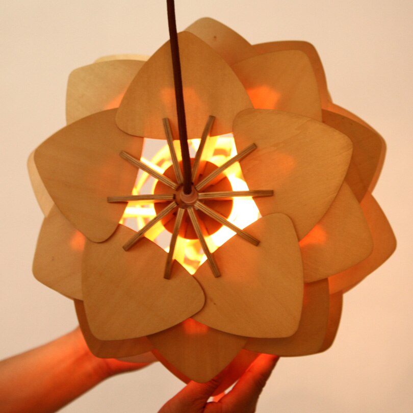 Handcrafted Wood Pinecone Pendant Light