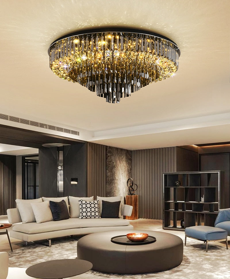 Villanova d'Albenga | Round Modern Black Crystal Chandelier