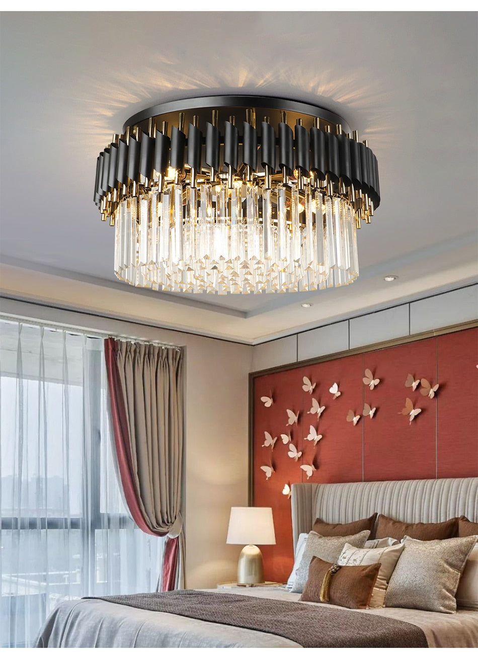 Ceriale | Grand Black Modern Crystal Ceiling Chandelier