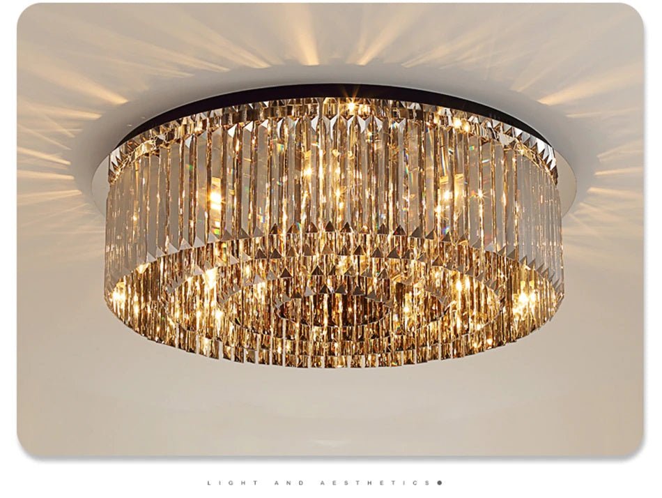 Smoky gray crystal chandelier for living space, luxury bedroom