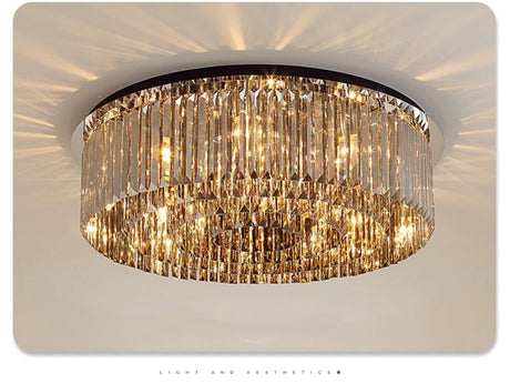 Smoky gray crystal chandelier for living space, luxury bedroom