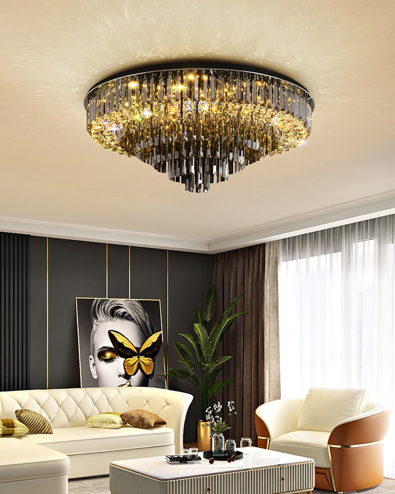 Villanova d'Albenga | Round Modern Black Crystal Chandelier