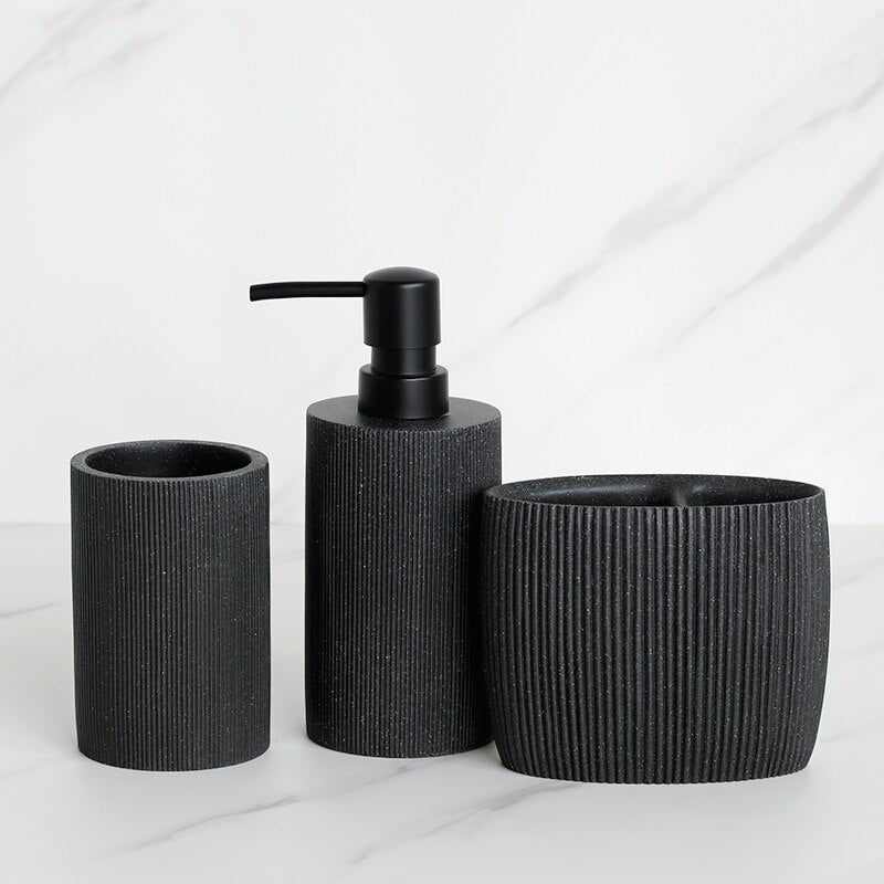 Cadiz Black Ribbed Luxury Bathroom Accessories