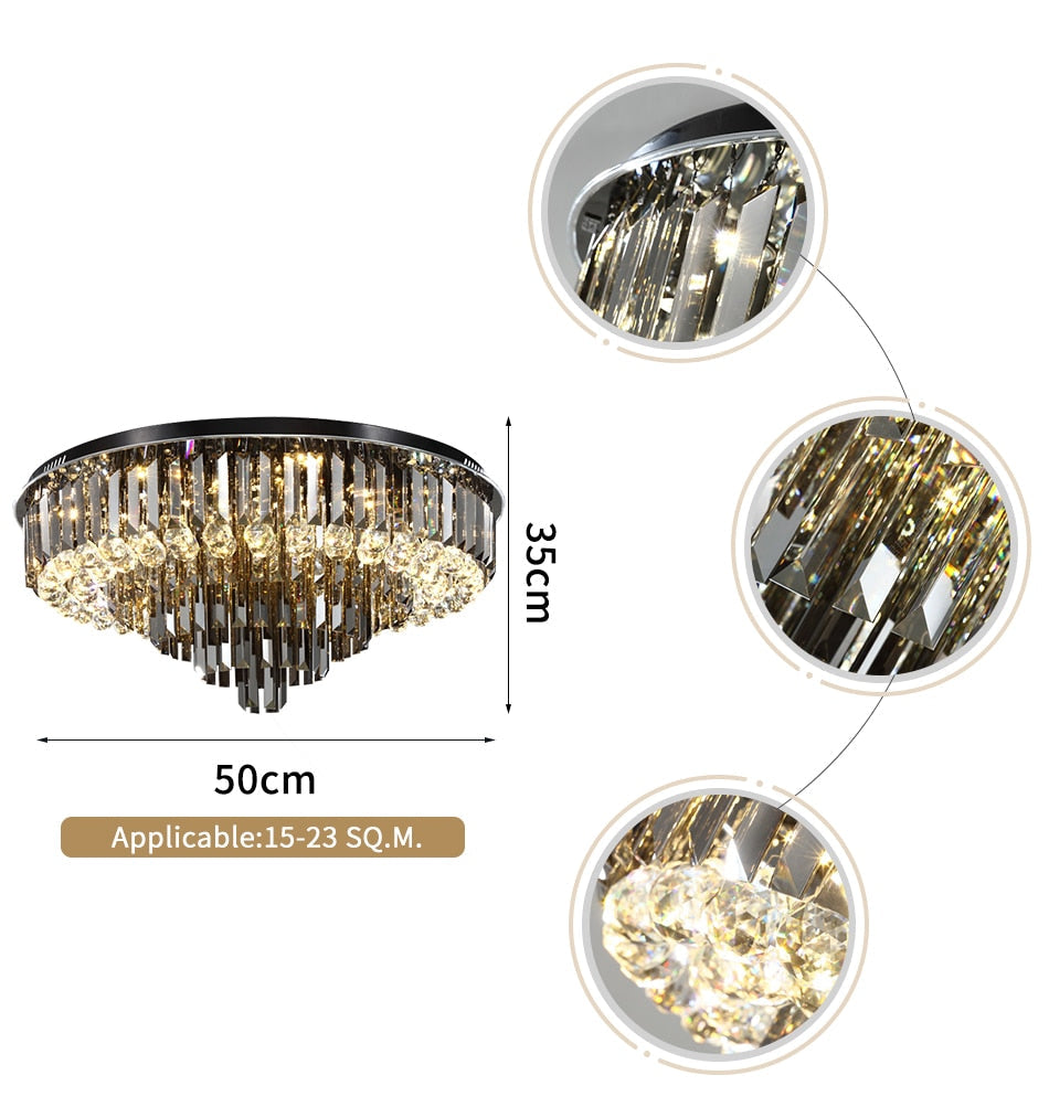 Villanova d'Albenga | Round Modern Black Crystal Chandelier