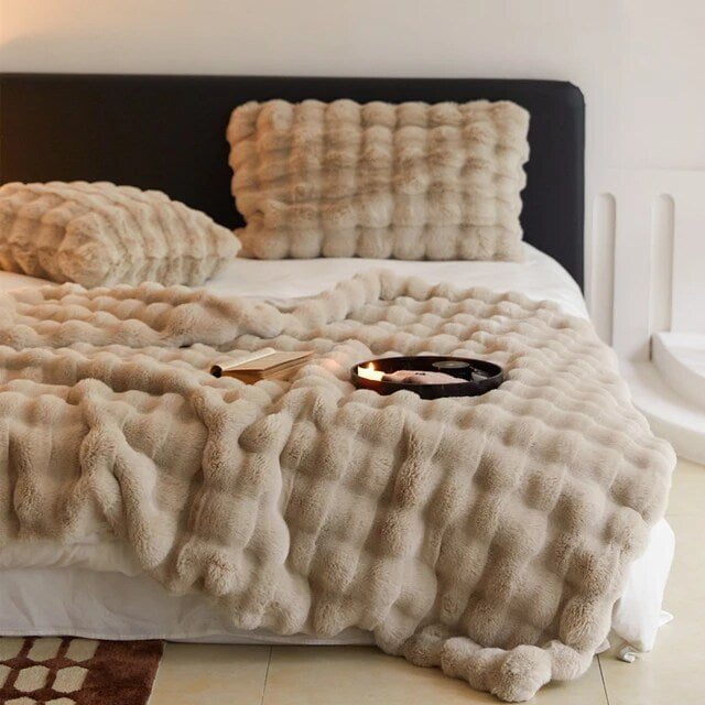 Rabbit Faux-Fur Blanket Throw