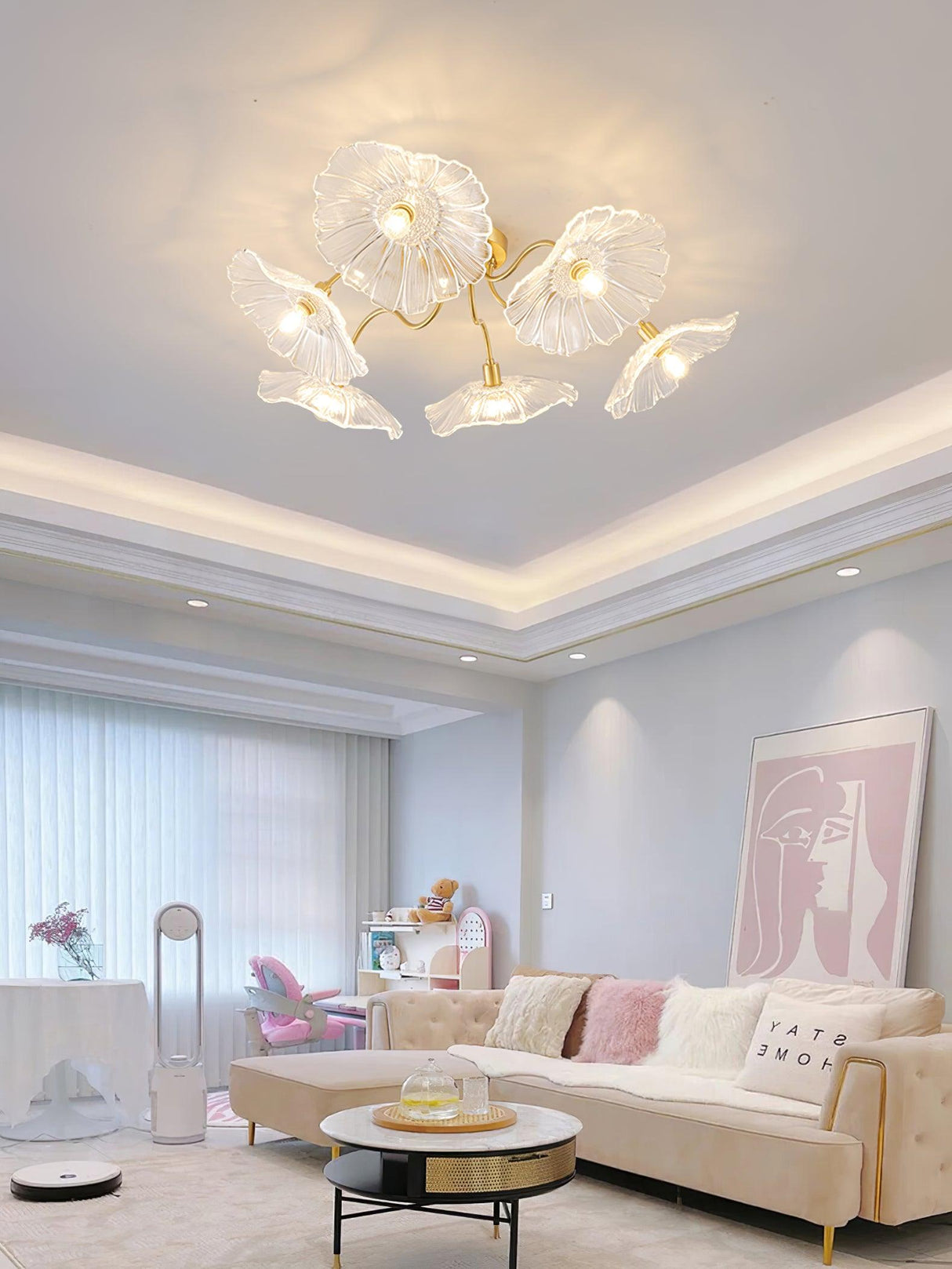 Lotus Leaf Glass Ceiling Lamp