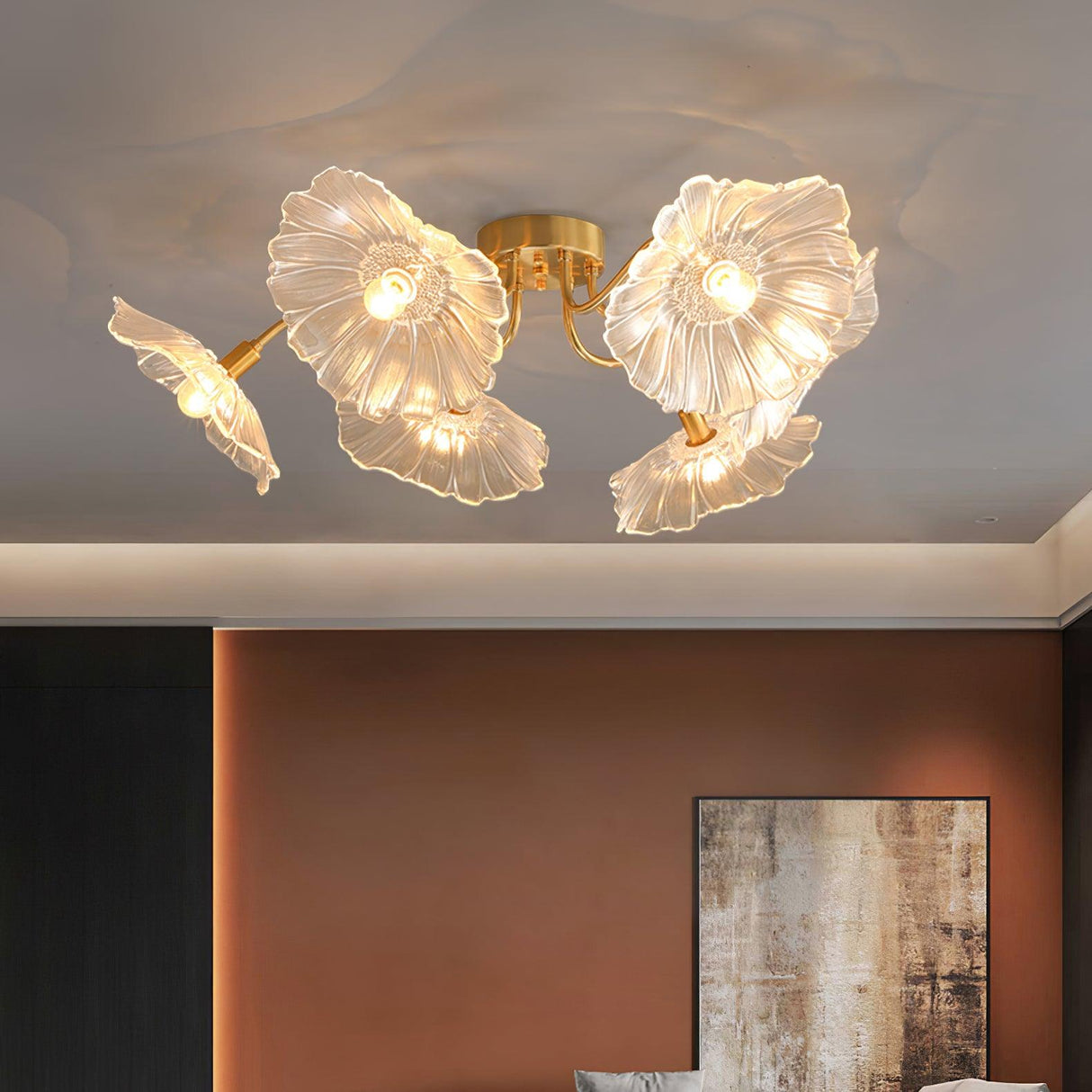 Lotus Leaf Glass Ceiling Lamp