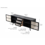 NovaSolo Nordic Mindi Rattan Buffet 2 Doors 3 Drawers 78" Black MD RT 19051