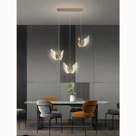 Amirat | Swan Design Gold Chandelier For Stairwell