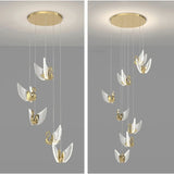 Amirat | Swan Design Gold Chandelier For Stairwell