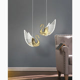 Amirat | Swan Design Gold Chandelier For Stairwell