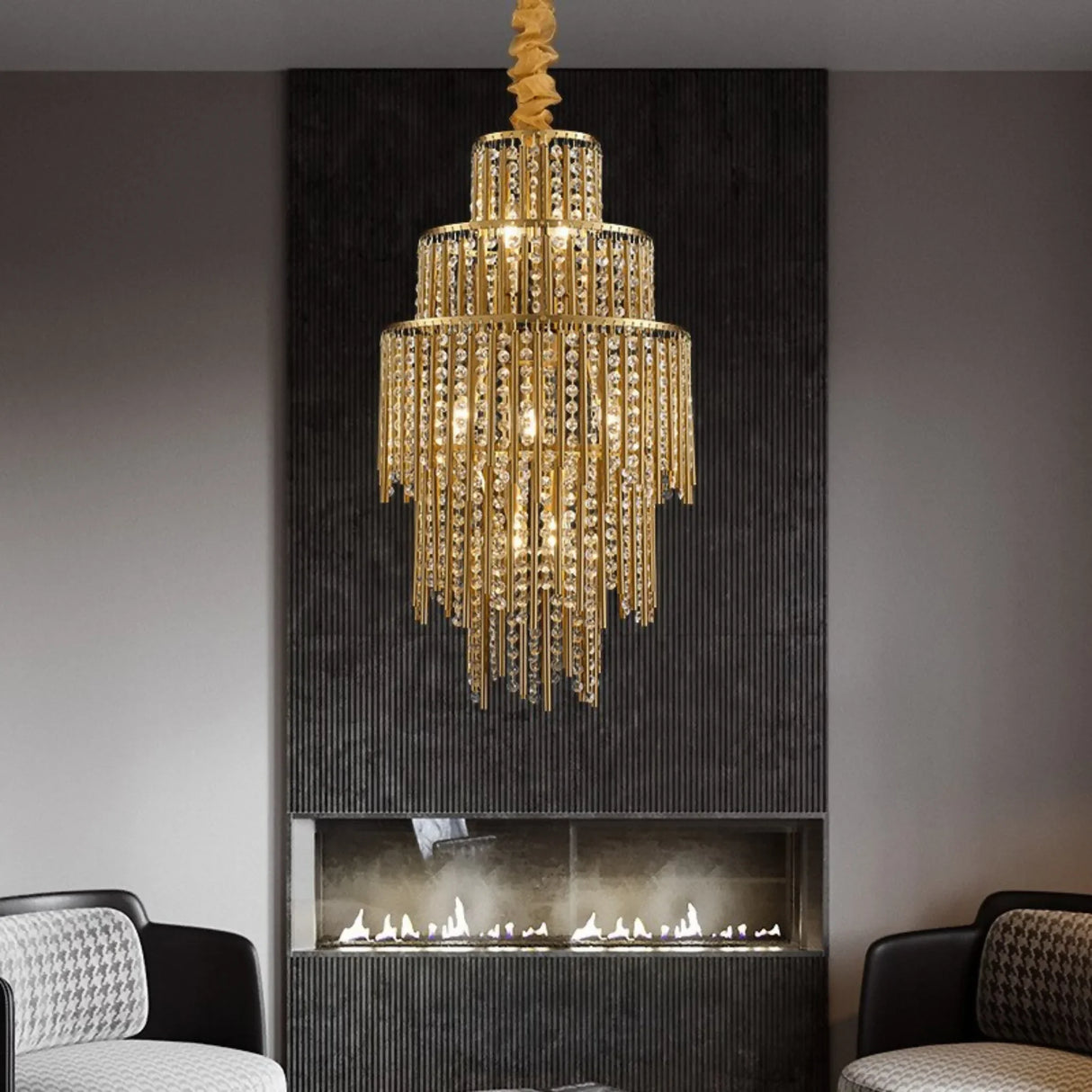 Point Antibes | Luxury Gold Chandelier With Crystal Balls