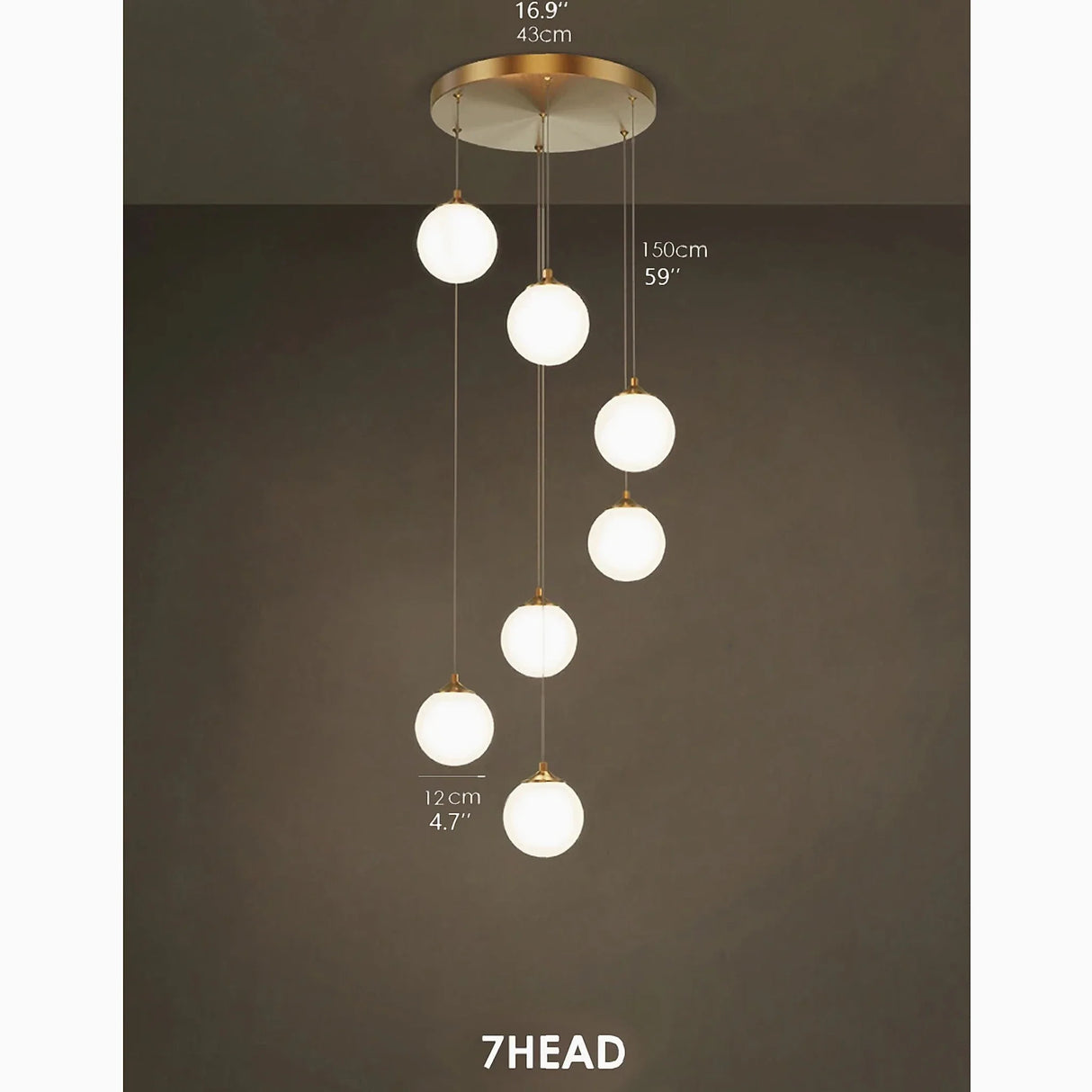 Aspremont | Hanging Copper Balls Staircase Chandelier