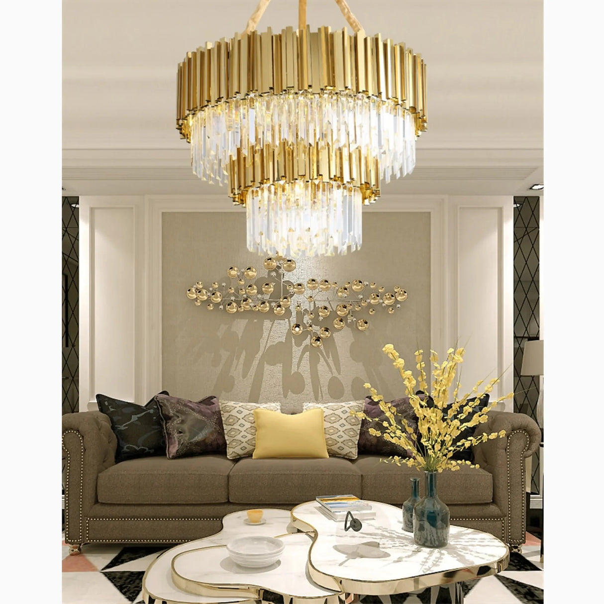 Beausoleil | Empire Gold Crystal Chandelier For Stairway