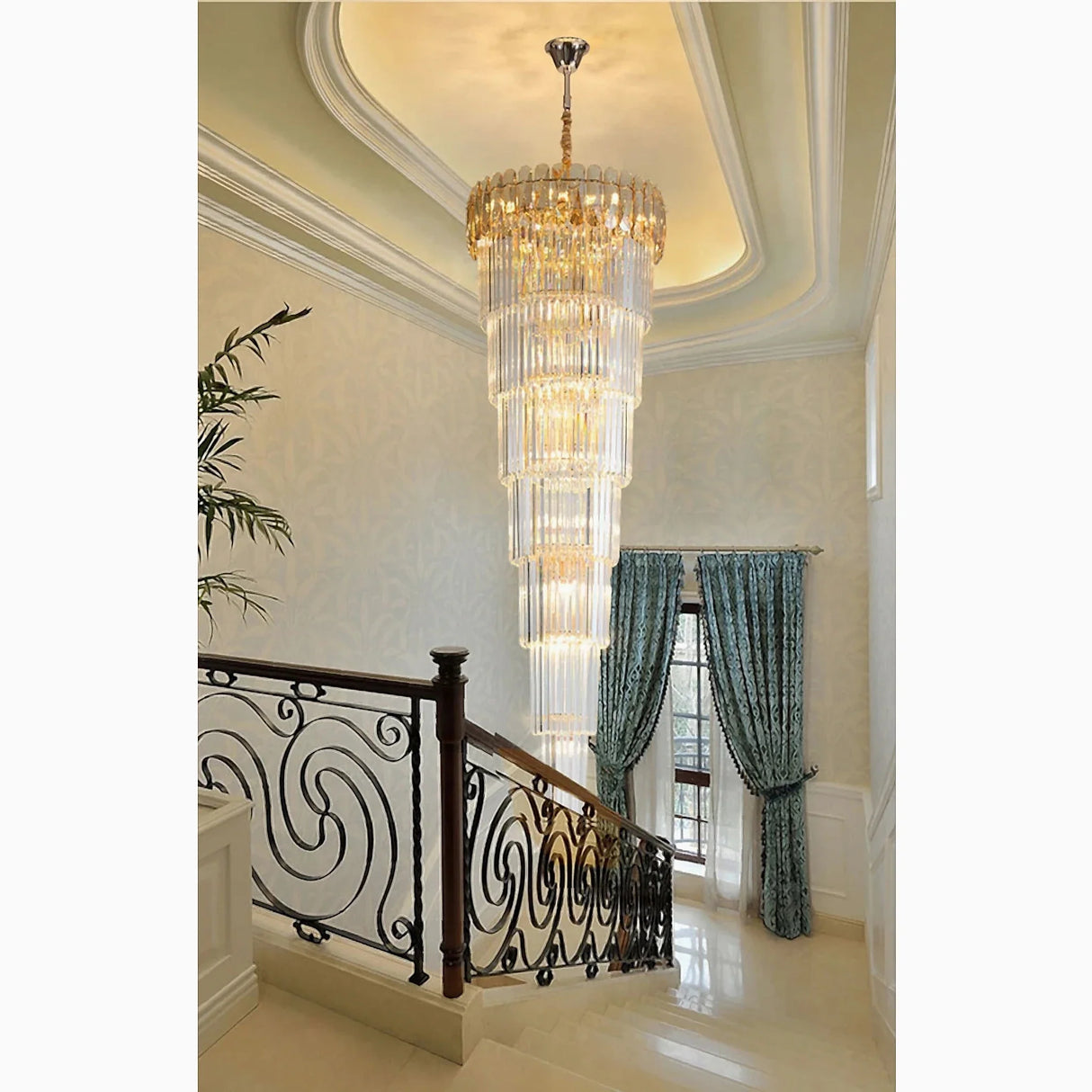 Belvédère | Royal Long Crystal Chandelier For Staircase