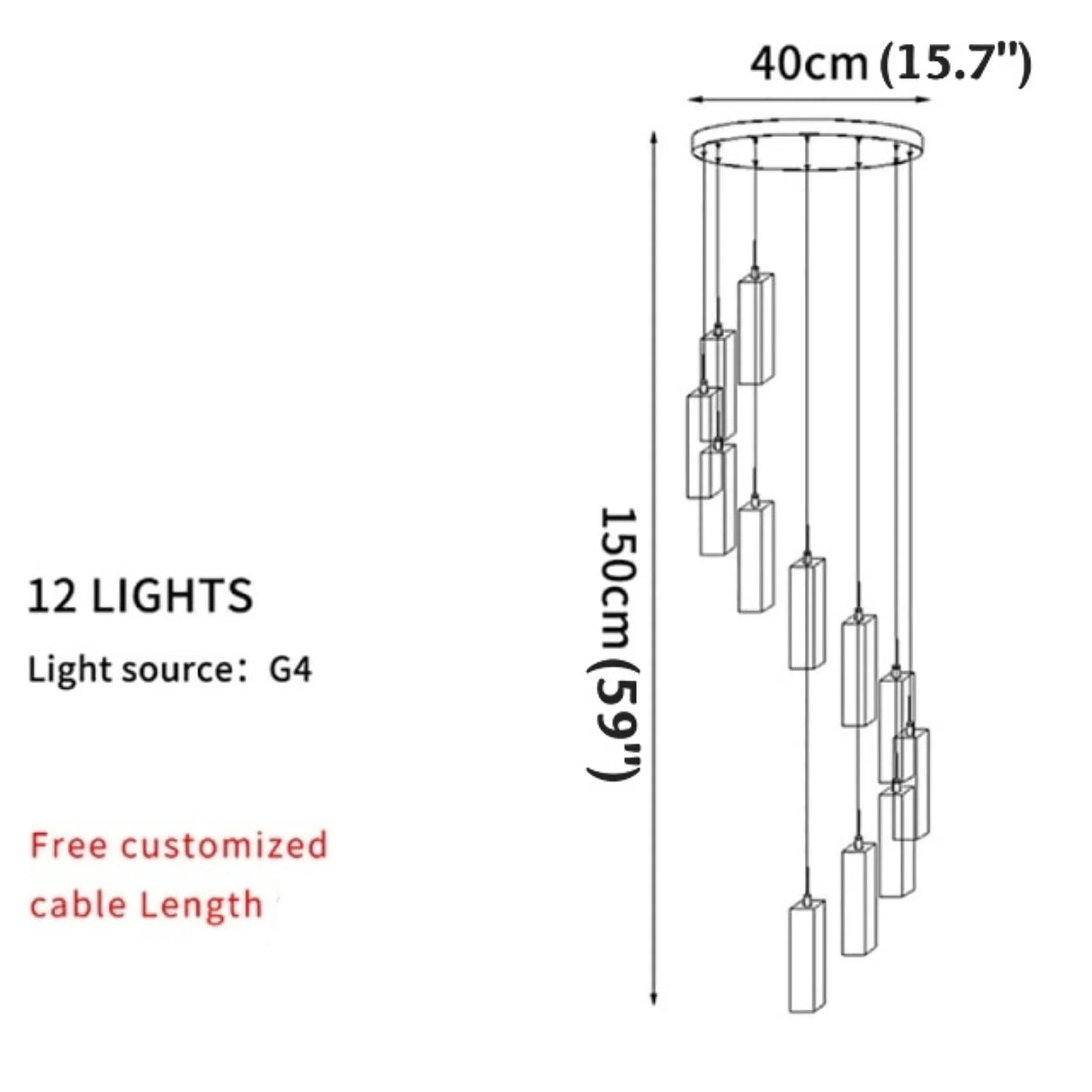 Cannes | Staircase Pendant Crystal Long Light Fixture