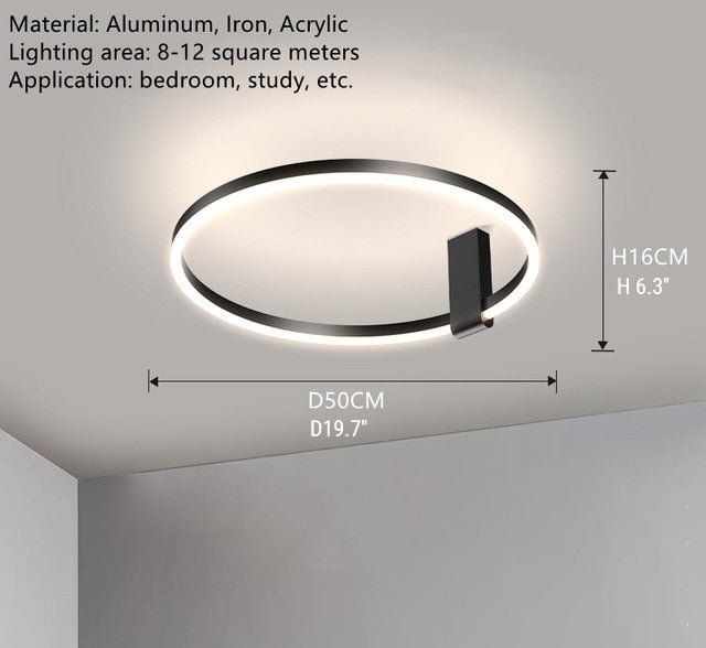 Aluminum LED Ceiling Lamp in a Nordic Style for Bedroom Living Room