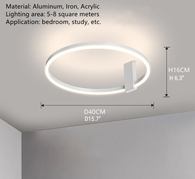 Aluminum LED Ceiling Lamp in a Nordic Style for Bedroom Living Room