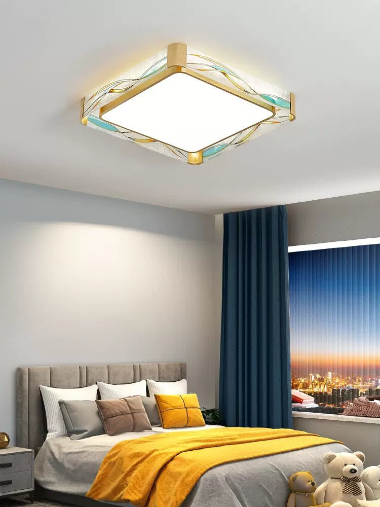 Square LED Сopper Ceiling Lamp for Living room, Bedroom