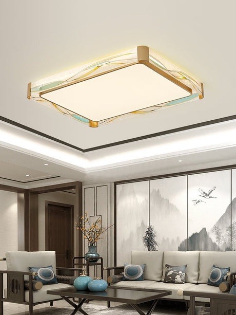 Rectangular LED Сopper Ceiling Lamp for Living room, Bedroom