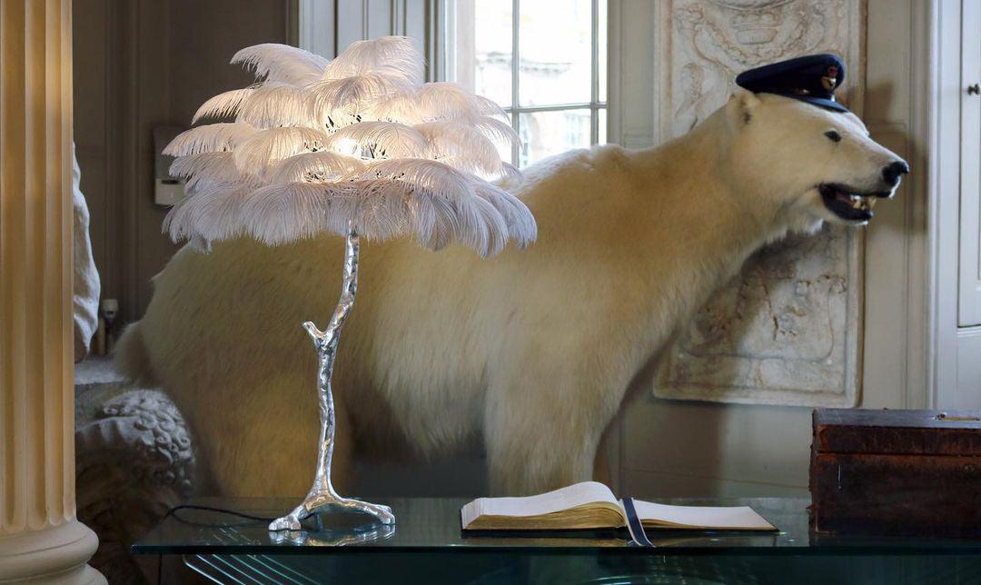 Ostrich Feather Table Lamp