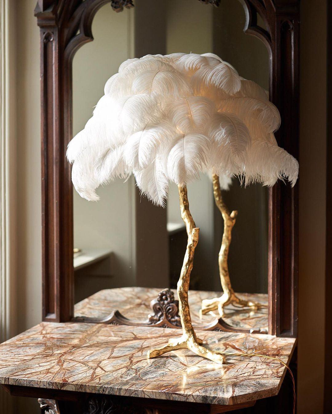 Ostrich Feather Table Lamp