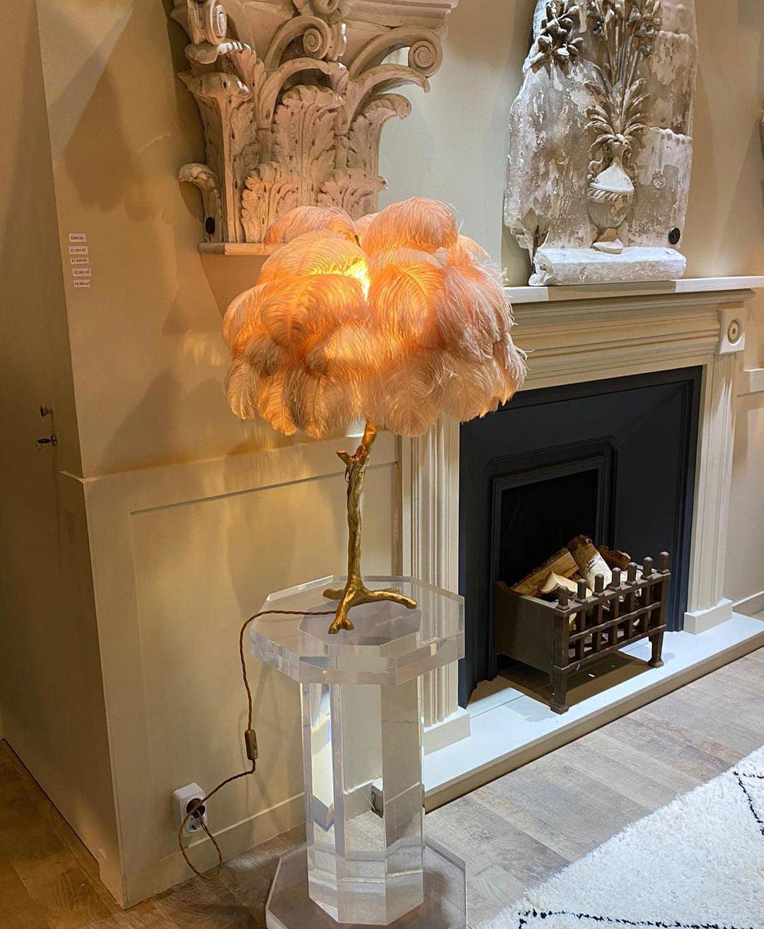 Ostrich Feather Table Lamp