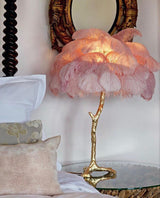 Ostrich Feather Table Lamp