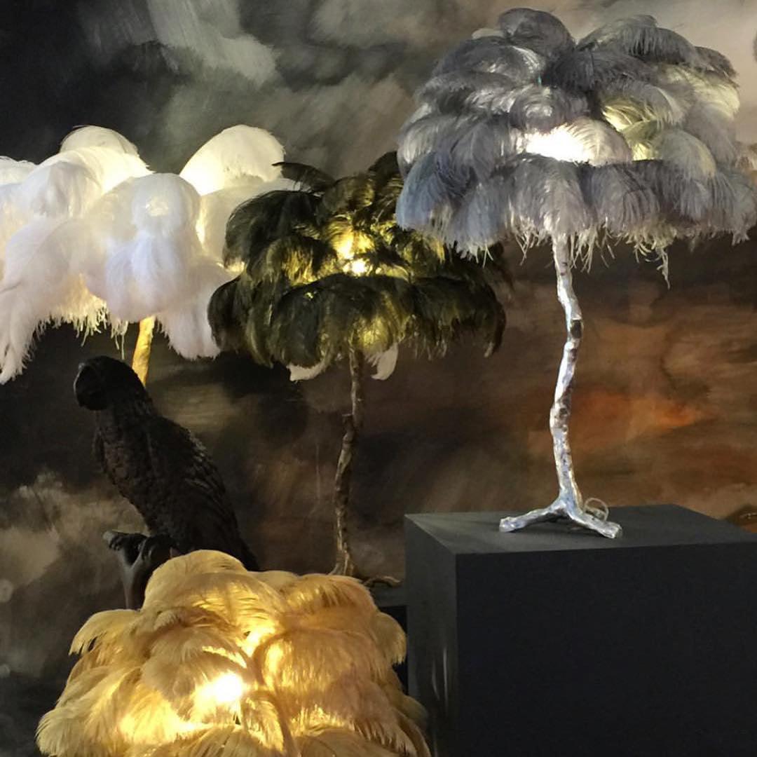 Ostrich Feather Table Lamp