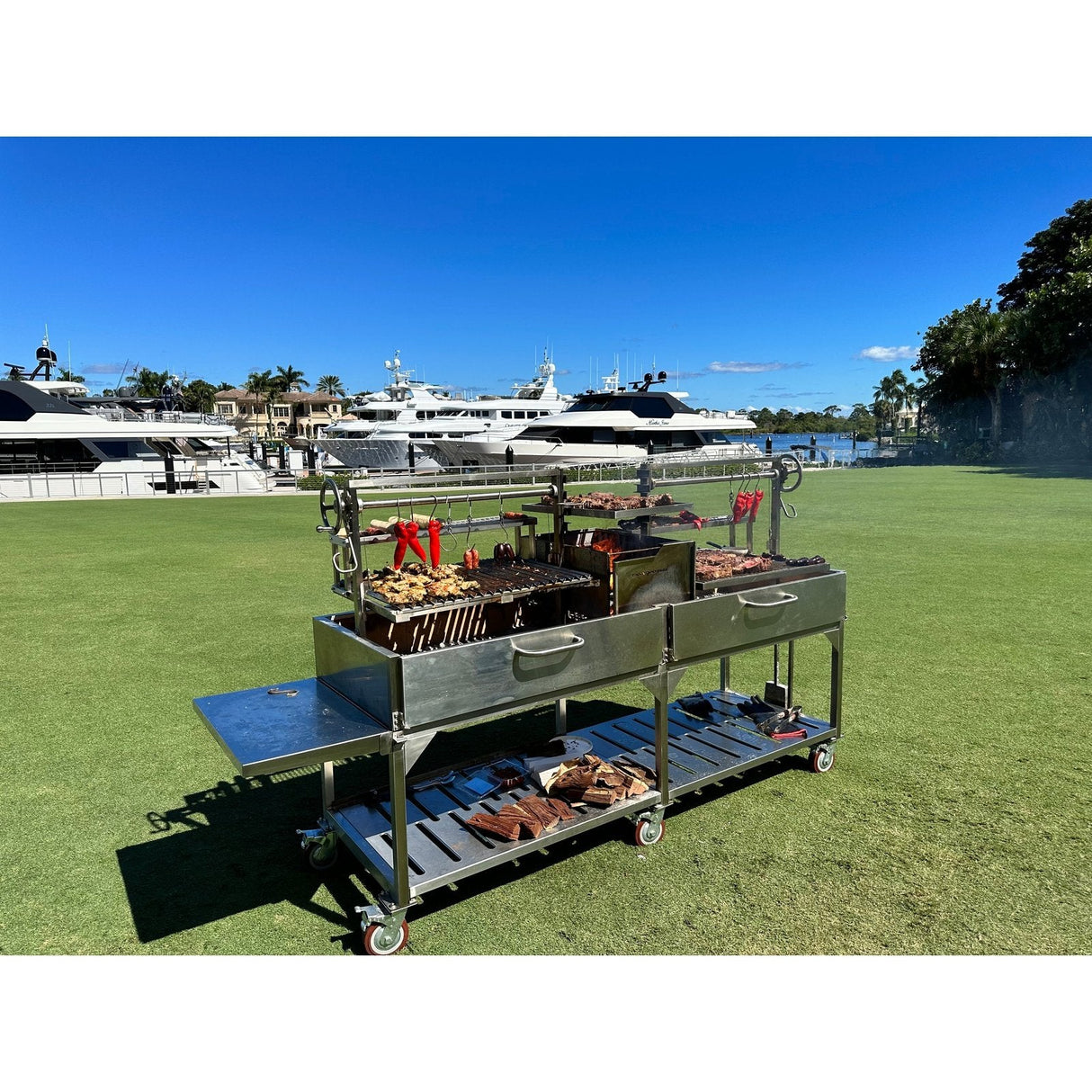 Tagwood BBQ Double Argentine Santa Maria Wood Fire & Charcoal Grill | BBQ24SS - OPEN FIRE COOKING