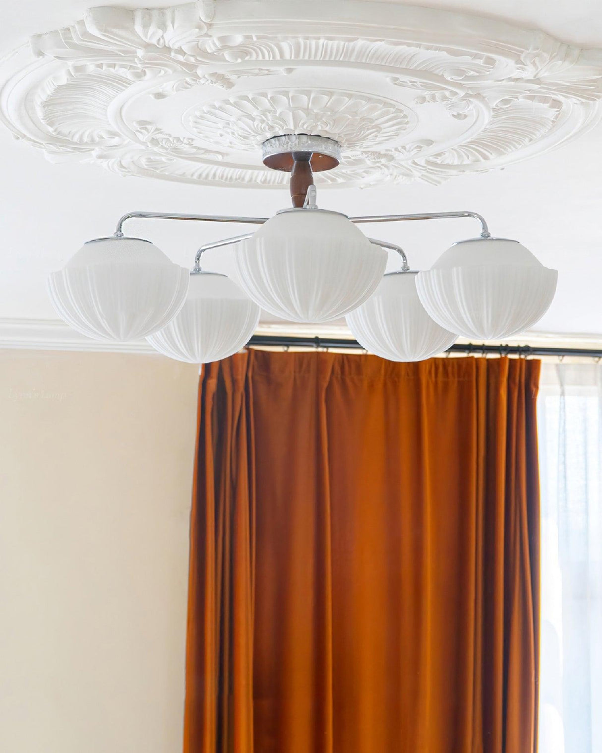 Ribbed Walnut Ceiling Lamp