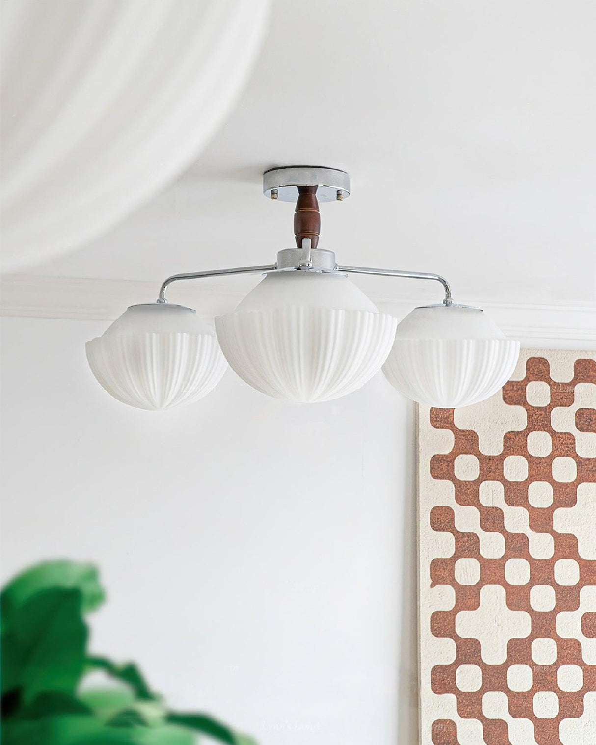 Ribbed Walnut Ceiling Lamp