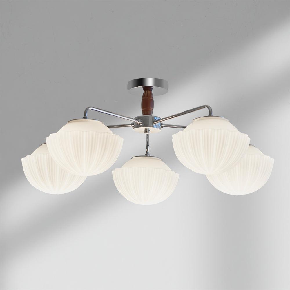 Ribbed Walnut Ceiling Lamp