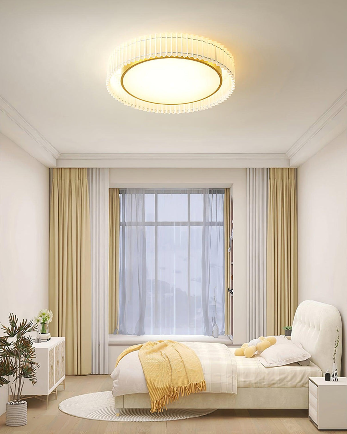 Round Pleated Ceiling Lamp