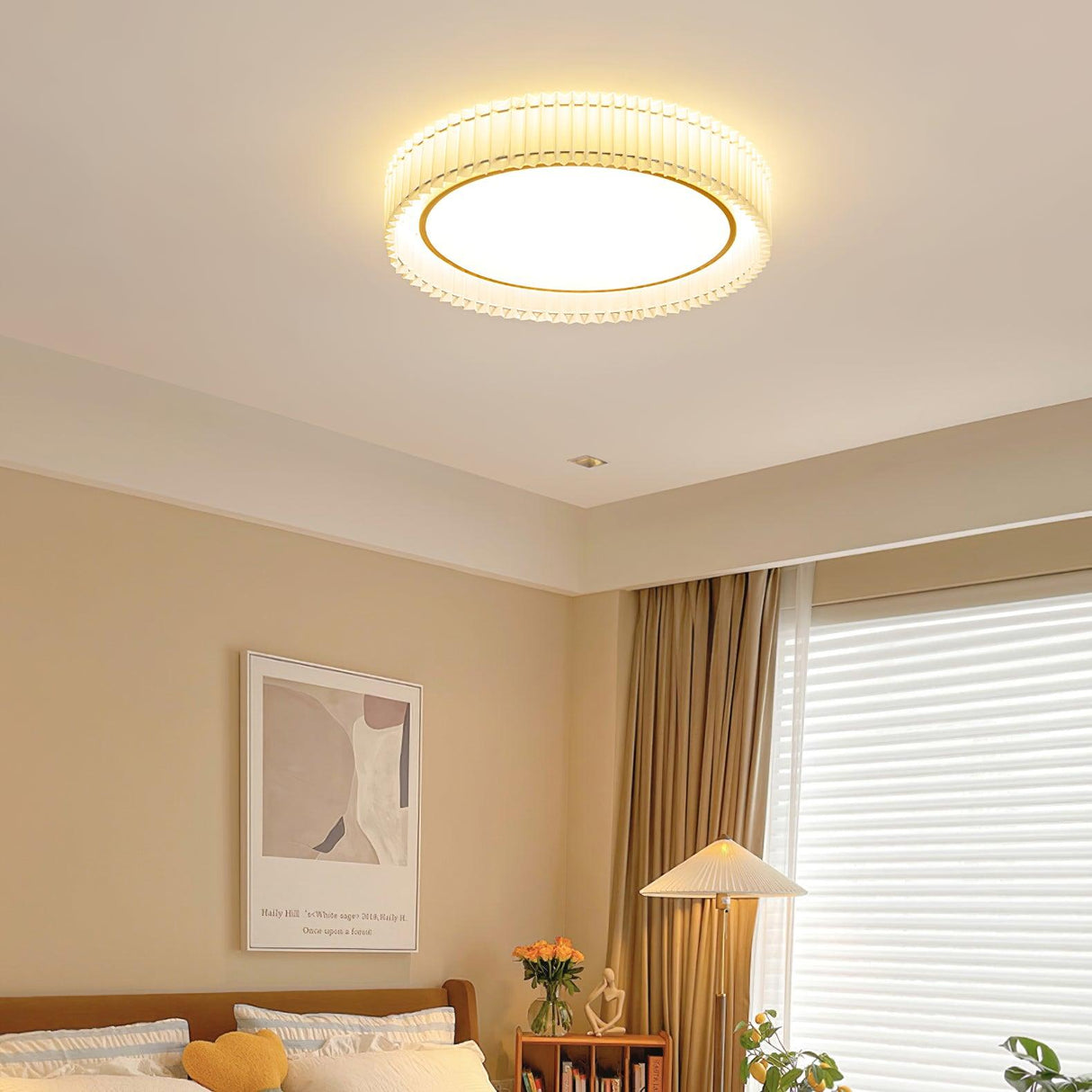 Round Pleated Ceiling Lamp