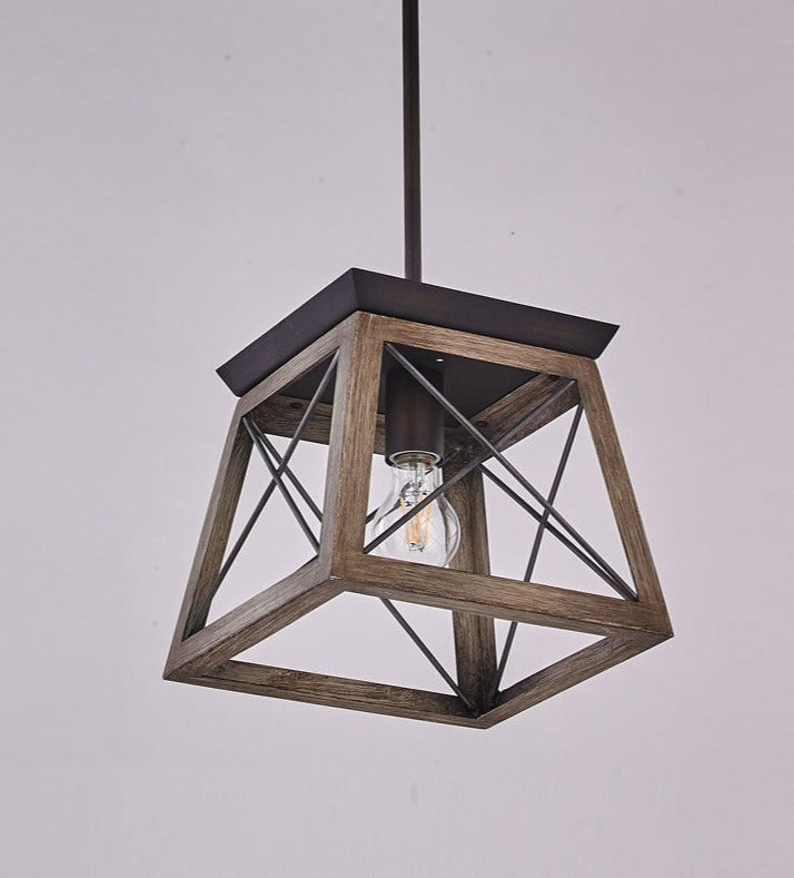 Rustic Wood Pendant Lantern