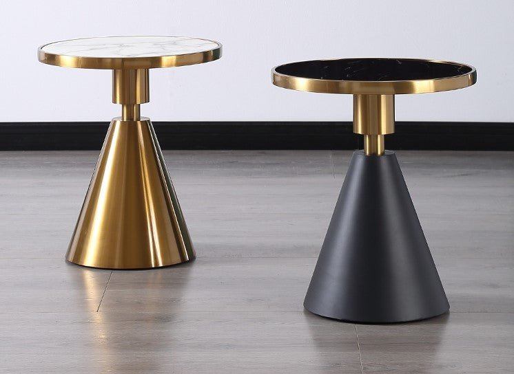 Gold/White/Black Round Small Modern Coffee Table For Living Room