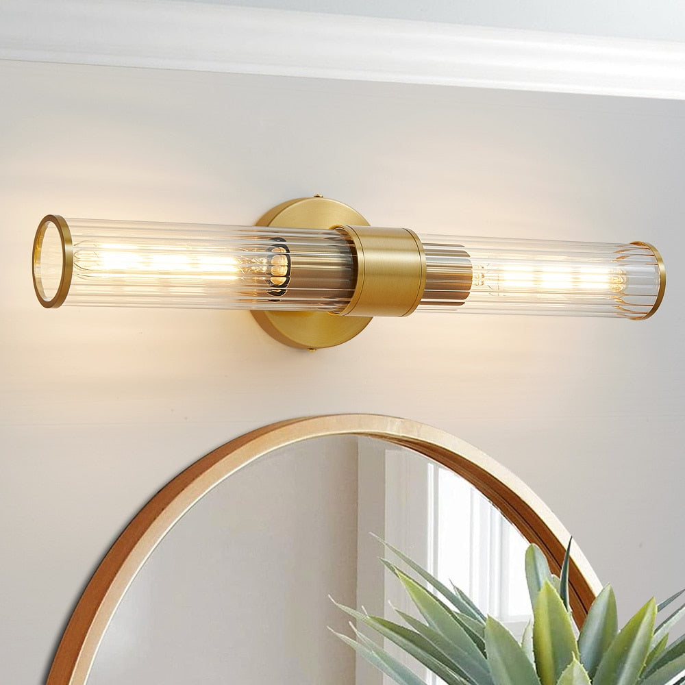 Two-Bulb Fluted Glass Wall/Vanity Sconce