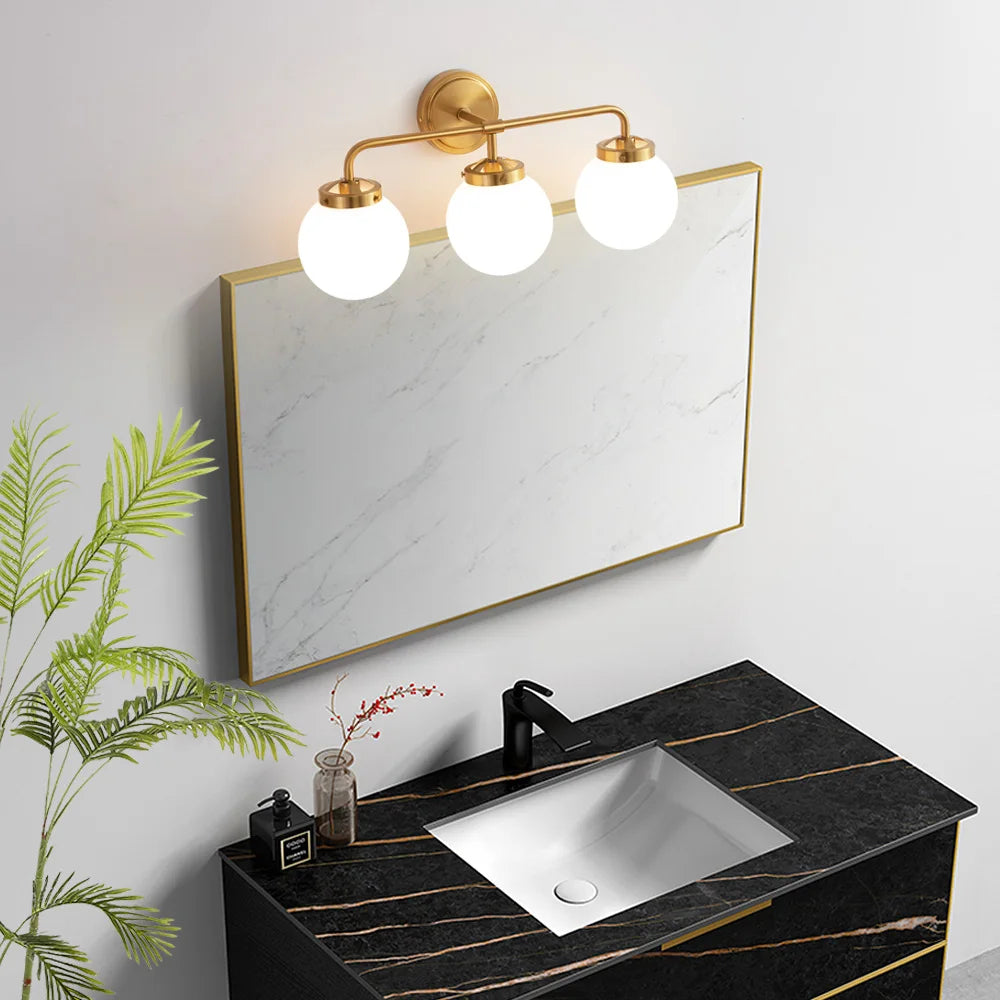 Modern Three-Bulb Frosted Glass Vanity Light