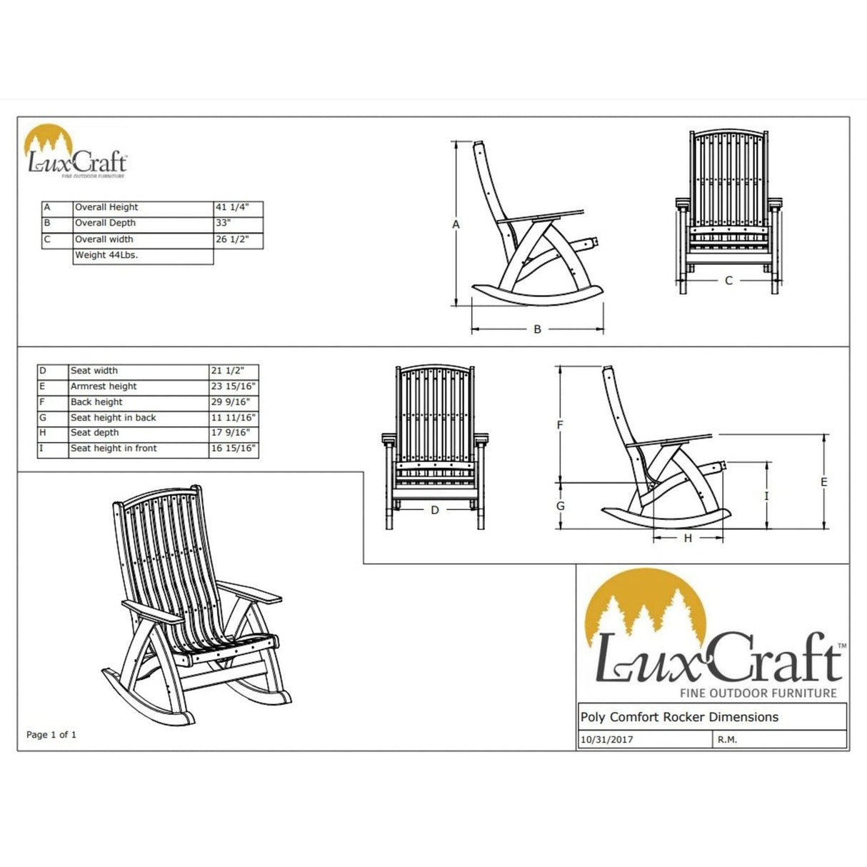 LuxCraft Poly Comfort Rocker Chair