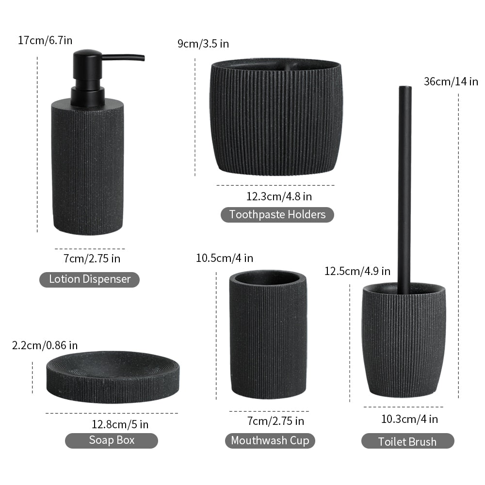 Cadiz Black Ribbed Luxury Bathroom Accessories