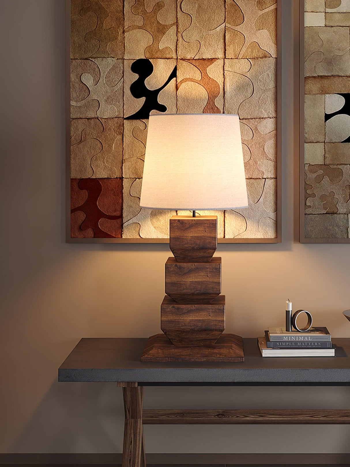 Stacked Wooden Table Lamp