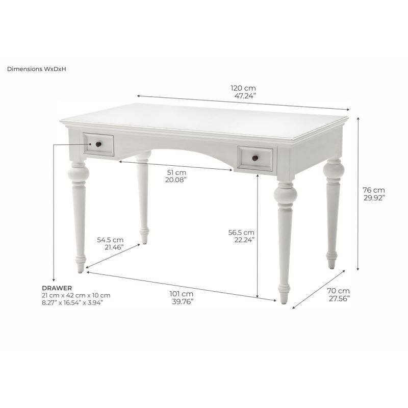 NovaSolo Provence 47 Inch Desk White T773